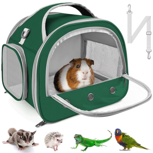 Bissap Bearded Dragon Travel Carrier, Portable Guinea Pig Carrier Bag Tortoise Carrier Pouch for Bunny Hamster Chinchilla Hedgehog Lizard Bird Outgoing Reptile Travel Carrying Case - Green - color: Green
