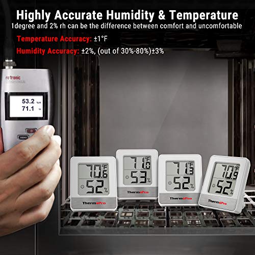 TempPro TP49 Digital Hygrometer Indoor Thermometer | Humidity Meter Room Thermometer with Temperature and Humidity Monitor Mini Hygrometer (Previously ThermoPro) - color: White Indoor Thermometer
