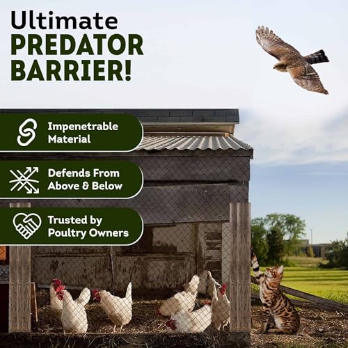 Heavy Duty Bird Netting for Chicken Coops & Runs | Keep Hawks, Birds & Predators Away | Hawk Netting 1.5 mm Thickness - Mesh 2"x2" | Aviary Net 50 x 100 ft (25 x 100 ft) - size: 25 x 100 ft