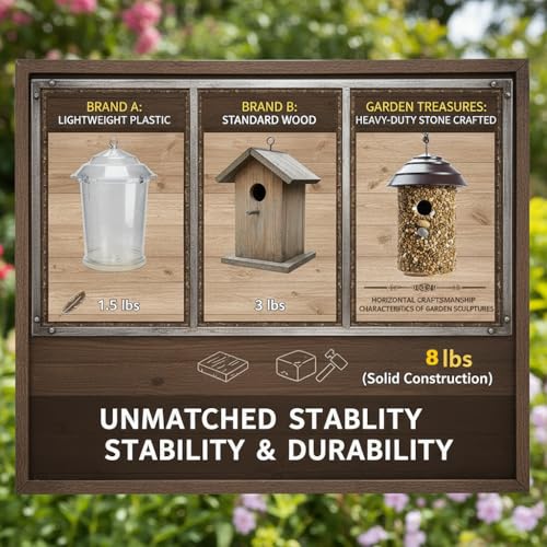 CEDAR ALPHA River Pebble Bird House for Outside - Composite Roof – Decorative Nesting Box for Bluebirds,Wrens, Finches, Chickee – Weather-Resistant Hanging, 10 Years Outdoor Lasting (Espresso - color: Black Roof