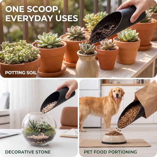 Bonsai Soil Scoops, Plastic Garden Soil Scoops, Black, Classic, Ergonomic Grip