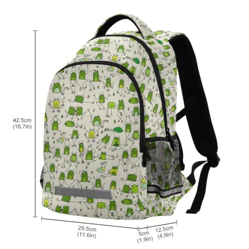 Kids Funny Frogs Backpack for Boys Girls School Bags | Elementary Middle, Travel Daypack Lightweight Waterproof with Reflective Strip - color: Funny Frogs