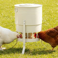 KOL Chicken Feeder No Waste for Coop & Outdoors, 16 Port 50lbs Poultry Feeder with Spill-Control Design, Rust-Proof Powder Coated Metal & Smooth Safe Edges (Jade White) - color: Jade White