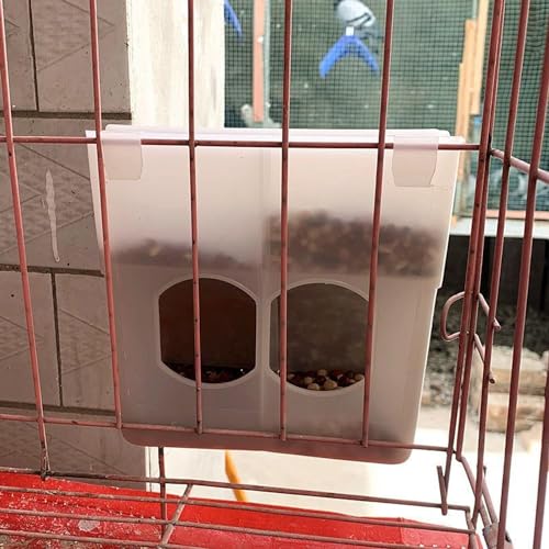 Automatic Pigeon Bird Feeder Water, Plastic Feeder Water Dispenser Drinkers for Cage, No Mess Hanging Parrot Food Bowl Container, Cage Accessories for Parakeet Quail Bird Chicken (2 Hole-Hook) - size: 2 Hole-Hook