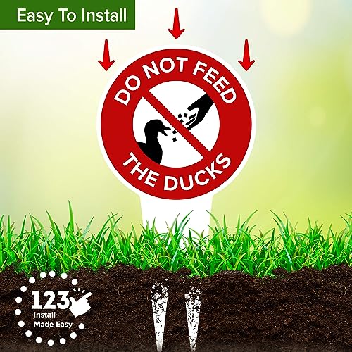 Do Not Feed the Ducks Sign, 7"x13", Heavy Duty Integrated Ground Stakes, Indoor/Outdoor Use, Rust Free Aluminum Composite, Made in USA by My Sign center - color: Ducks, size: 7"x13"