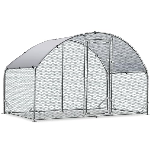 TOLEAD Large Metal Chicken Coop Upgrade Tri-Supporting Wire Mesh Chicken Run,Chicken Pen with Water-Resident and Anti-UV Cover,Duck Rabbit House Outdoor(9’ W x 6.6’ L x 6.5’ H) - size: 78.1"L x 108.0"W x 78.0"H