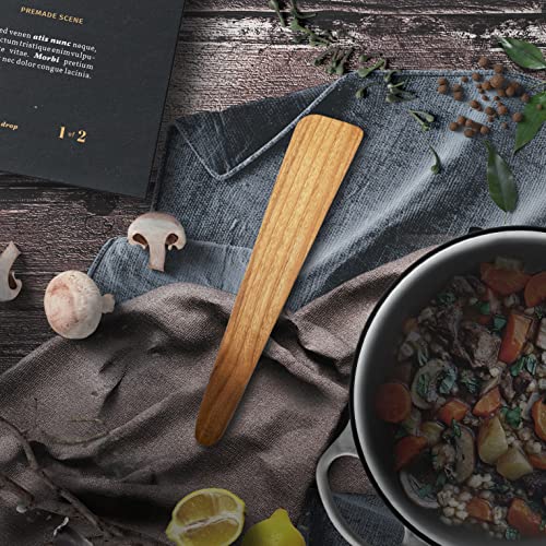 FAAY 13" Flat Wooden Spatula for Cast Iron, Egg Flipper, Pan Scraper, Handcraft from High Moist Resistance Golden Teak for Non Stick Cookware (13") - size: 13"