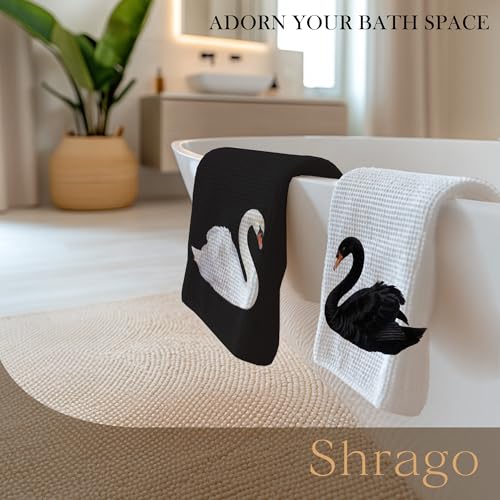 Vintage Swan Kitchen Towels, Rustic Farmhouse Swan Dish Tea Towels for Kitchen, Black and White Elegant Animal Decorative Hand Towel for Bathroom Decor, 16x24 Inch Set of 2 - color: White Swan