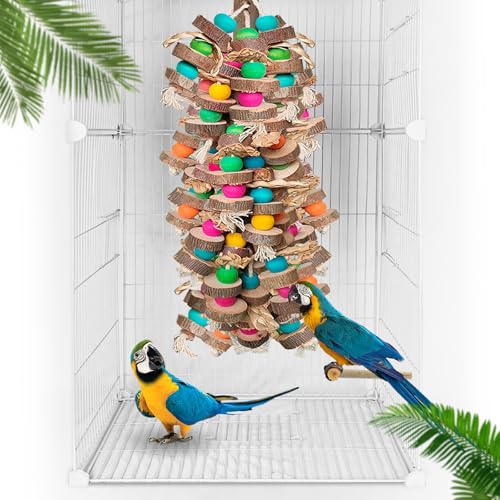 Extra Large Bird Parrot Toys- 19.7 inch Multicolored Natural Wooden Block Parrot Chewing Toy Suggested for Macaws cokatoos, African Grey and a Variety of Amazon Parrots. (Large Size)