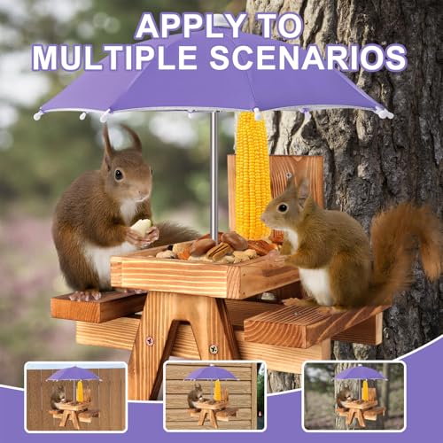 Gnodary Squirrel Feeder with Umbrella, Squirrel Feeders for Outside, Squirrel Picnic Table Feeder - Chipmunk Feeder Hold Corn, Corn Cob, Peanuts (Purple) - color: Purple