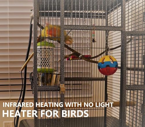 SYSAI Bird Cage Heater with Intelligent Thermostat, 50W Safe Heat for Parrots, Canaries, Finches and Other Small Pets, 24/7 Heating with Anti-Bite Cord Protector