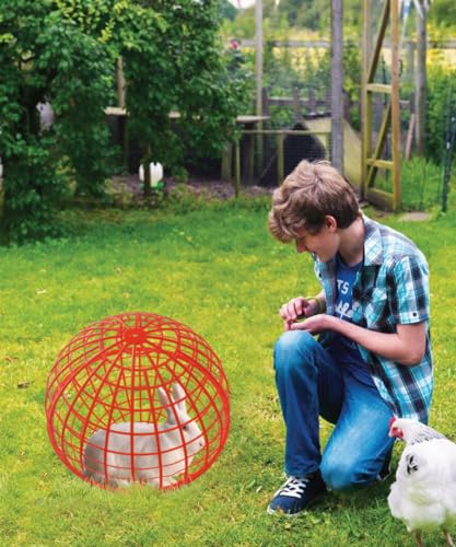 19.6" Movable Ball-Shaped Animals & Poultry Cages,Pet Safe Walking Net, Farm Courtyard Outdoor Accessible Rolling Rabbit Duck Hutch Chicken Coop,Preventing Dog Bites Trampled by Horse(1 PC) - color: Red