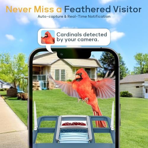FHD Bird Feeder with Camera,Solar Powered Bird House Camera | Auto Record Video to Cloud Storage,Ideal Gift for Dad and Mom,Built-in AI Bird Recognition,Wireless,Only 2.4G WIFI