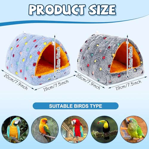 PETKNOWS 2 Pack Soft Hanging Bird Hammock Nest Bed for Cage Parakeet | Plush Fabric Material, Cage Bird Hammock, Winter Warm Hanging Bed, 2 Pack Soft Birds Nest For Parrot Cockatiels - color: Blue Gray