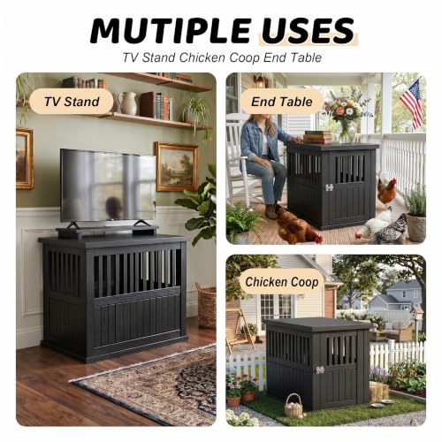 Durable Resin Chicken Coop End Table, Weatherproof - color: Black, size: 39.37"L x 28.35"W x32.83"H