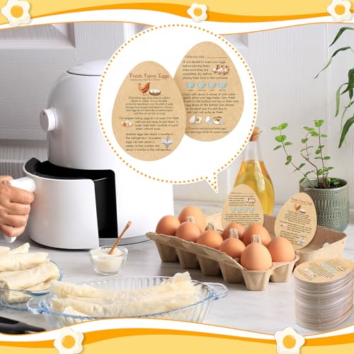 Kisston 200 Pcs Fresh Farm Eggs Handling Instructions Cards 3.5 x 2.6 Inch Reusable Egg Carton Stamp Bulk for Sale Sign Carton Basket Farm Business Accessories Style