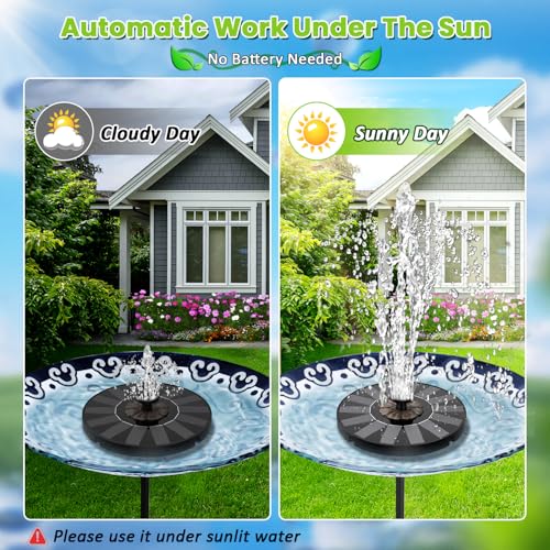 SZMP Solar Fountain 2026 Upgrade, Solar-Powered Bird Bath Fountain with 4 Fixed Rods & 7 Nozzles for Garden, Pond, Pool, and Patio – No Battery Required, Attracts Hummingbirds & Wildlife - color: Coffee