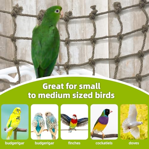 Parrot Climbing Net Jungle Fever Rope Small Animals Toys for Parakeets Lovebirds Finch Budgerigars Conure Cockatiel (L 24" x 24") - size: L 24" x 24"