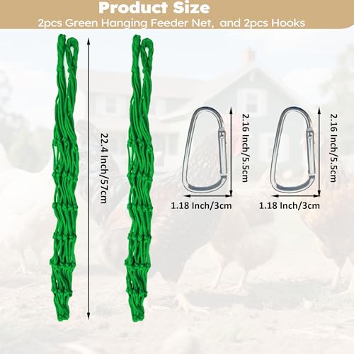 Chicken Vegetable Hanging Feeder 2PCS - Reusable Poultry Feeding String Bag, No Waste Enrichment Feeder for Hens Ducks Coops, Chicken Toy for Coops(Green) - color: Green