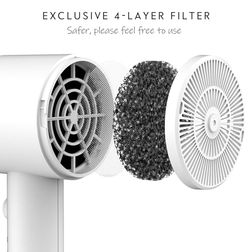 AINA Diffuser Hair Dryer Full-Featured Blow Dryer 110V/1600W(White) | 3 Heat/2 Speed;Cold shut button;Lightweight;Compact Size;High Temp;Low Airflow;Same Results;Less Expense - color: White, size: 3 Piece