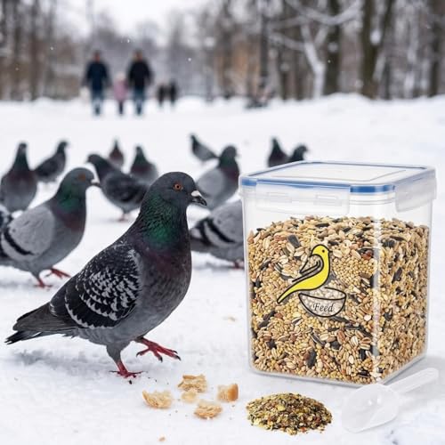 Bird Seed Storage Container,5.49Qt/5.2L Airtight Bird Food Container,Birds Seeds Containers with Scoop,Pet Food Storage Containers for Wild Birds Seeds Dispenser |Storing Sunflower Seed|BPA Free-Blue