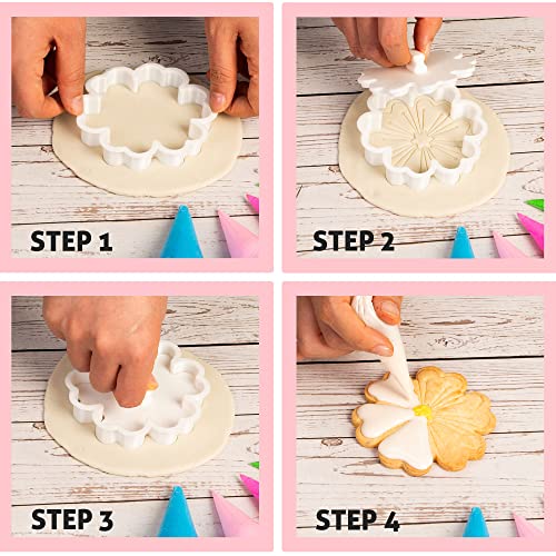 Mothers Day Cookie Cutters with Plunger Stamps Handle Detailed 3.5" PLA Cutters for Baking with Grandma, Easy Press Tool for Picture Cookies - color: Happy Mother's Day