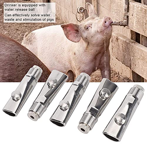 Automatic Pig Nipple Drinker, 5PCS Pig Drinker Metal Proof Automatic Pig Waterer Nipple Drinkers Animals Water Feeder for Sows Swine Piglets