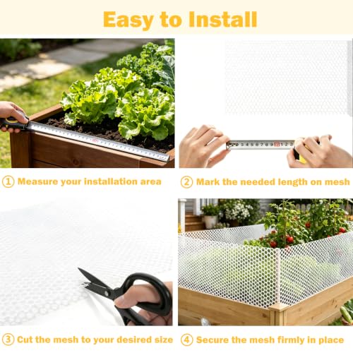 Jollybower 15.7IN x 10FT Plastic Chicken Wire Mesh Fence, Easy Install Chicken Wire Fencing, Garden Netting & Animal Barrier for Animals,Plant,Pet-1pack，White - color: White