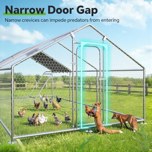 19.8x9.7 FT Extra Large Metal Chicken Coop, Walk-in Poultry Run | Weatherproof Cover, Reinforced Metal Frame, Walk-in Chicken Run, Outdoor Poultry Cage for Hens Ducks Rabbits - size: 236.1"L x 116"W x 78"H