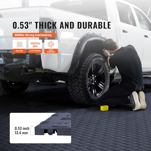 VEVOR Garage Floor Tiles 12 x 12 x 0.53 inch, Interlocking Design Ease of Installation Double-Sided Texture Non-Slip Sturdiness, for Garages, Basements, Repair Shops, Graphite Gray, 25 Pack - color: Graphite Gray, size: 25 Pack Tile