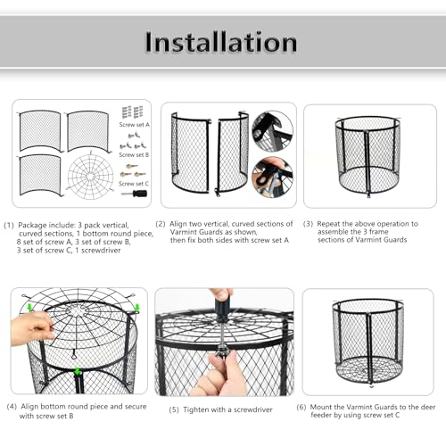 Deer Feeder Varmint Guard - Keep Wildlife Away from Your Feeder, 12.3” x 11.8” Varmint Cage for Feeder,Suit Varmint Guard for All Kinds of Weather Conditions.
