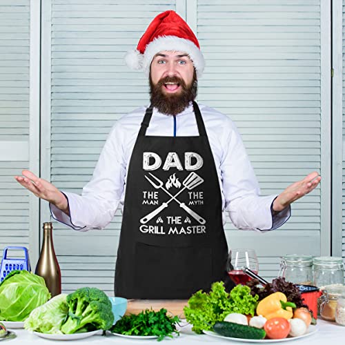 VAGAVY 100% Cotton, Black Funny Aprons for Men, Dad, Husband - Birthday, Father’s Day Grilling Gifts for Papa, Husband. - color: Dad the Legend
