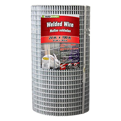 YARDGARD 1/2 in. x 1 in. Mesh Welded Wire Fence Roll, 24 in. x 100 ft., 16-Gauge Galvanized Steel Fence for Rabbit Fence, Chicken Coop, Cage Wire, Garden Protection and Small Animal Enclosures - size: 24 in. x 100 ft.