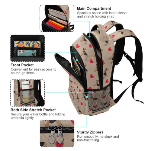Kids German Shepherd Backpack for Boys Girls School Bags | Elementary Middle, Travel Daypack Lightweight Waterproof with Reflective Strip - color: German Shepherd Dog Heart
