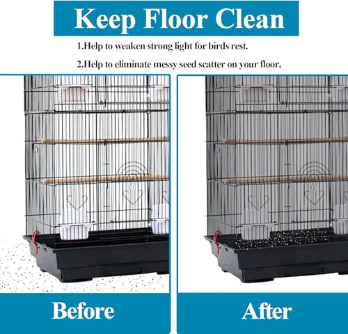 ASOCEA 2 Pack Bird Cage Seed Catcher, Parrot Parakeet Macaw African Grey | Two nylon skirts let you wash one while using the other on parrot or macaw cages without daily cleaning gaps - color: Black & White