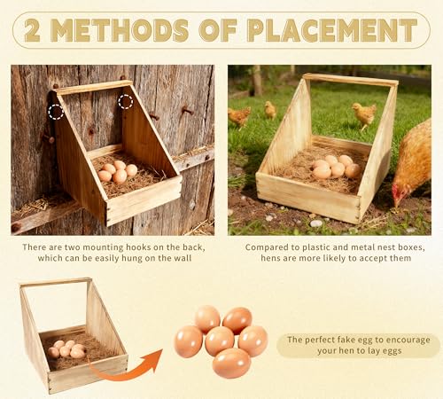 61pcs Novice Home Chicken Farming Set, 2 Pieces Nesting Boxes for Chickens, Coop Scoop for Sand, Chick Feeder and Waterer Set, 6pcs Wooden Eggs for Chicken Coop, 50Pieces Chicken Leg Bands Multicolor