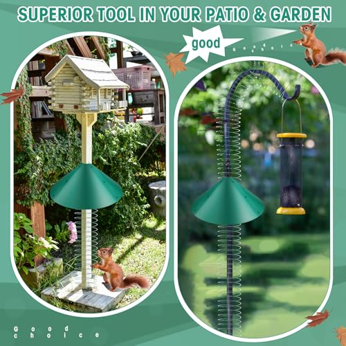 2 Set 19 Inch Squirrel Baffle and Squirrel Barrier Spring Device Metal Coil for Bird Feeder Pole, Outside Pole Mount Stopper & Bird House Guard for Outdoor Shepherd Hooks (Green) - color: Green