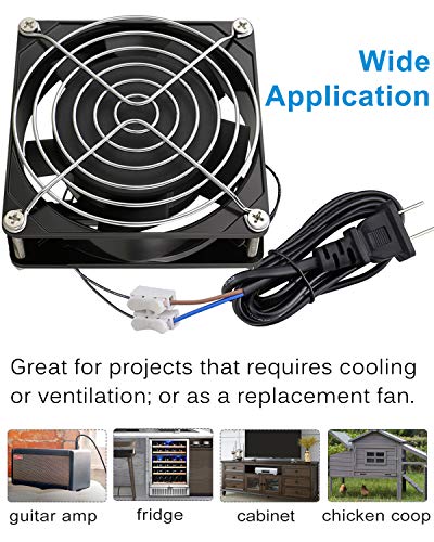 GDSTIME AXIAL 9225 Muffin Fan, 120V AC 92mm x 25mm, Dual Ball Bearing | 110V 115V, 120x120x25mm, Aluminum Frame, High Speed, for Freezer Compressor, Electronics Cabinet Cooling Ventilation Exhaust - size: 92x92x25mm