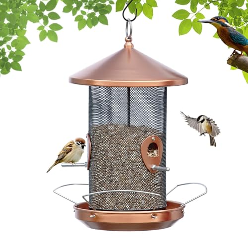 Large Bird Feeders for Outside: 3-5LB Capacity Seed Feeding | 12.6inch Easy Hanging for Tree Garden Yard Outside Decor Cardinal Finch - Gardening Gifts for Women Men