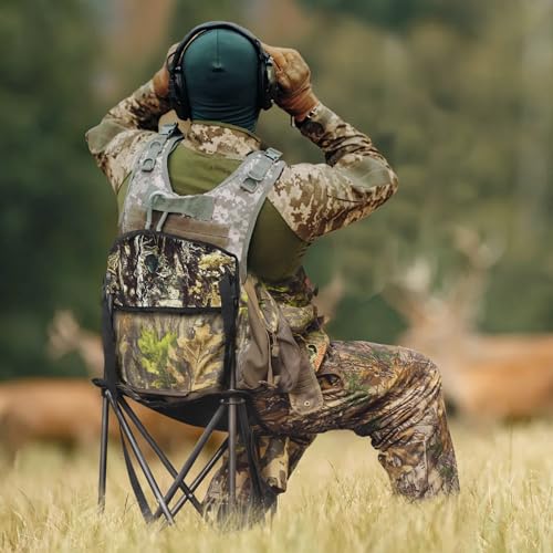FLISSA Hunting Blind & Hunting Chair Bundle, Pop-Up Camouflage Deer Blind with Portable Folding Hunting Chair for Deer, Turkey & Ground Hunting