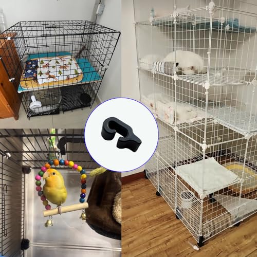 60 Pcs Plastic Pet Cage Door Clips for Small Pet Bird Hamster | Black Rabbit Cages Connector Clamp