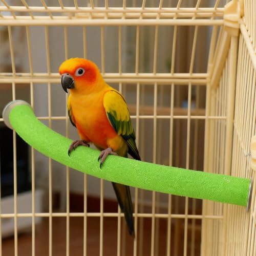 Rypet 90-Degree Parrot Perch for Cage Corner, Quartz Bird Perch (Green S) | For Paw Grinding Clean Stick Exercise, Rough Quartz Surface, Small Parakeets Cockatiel Conures - color: Green-corner-90, size: Small