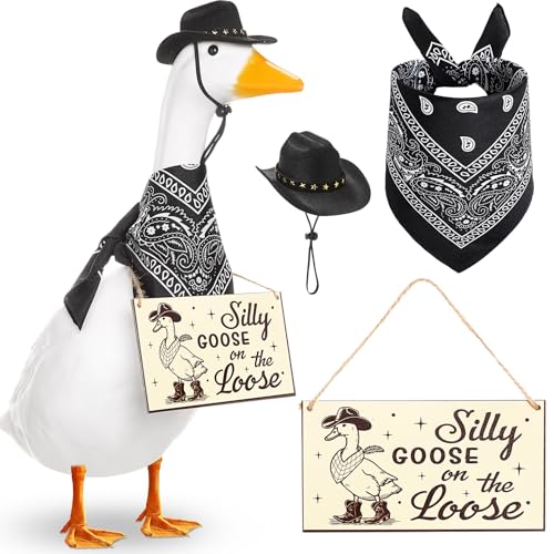 Cowboy Porch Goose Outfit Decoration Set,Black - color: Black