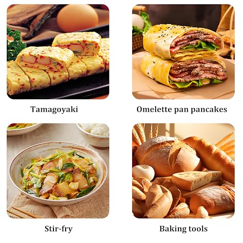 Wide silicone spatula tamagoyaki shovel,Omelette pan turner | for pancakes, eggs, fish, steak and pizza, nonstick cookware, wooden handle (White) - color: White