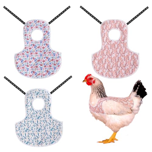 Chicken Saddle for Hens, 3 Pack Adjustable Breathable Aprons | Adjustable back straps prevent pecking and ensure durability. Protects hens during mating. Easy to wear. - color: Pattern