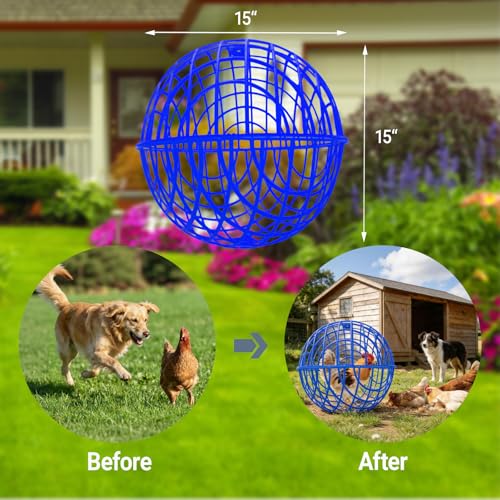 15.7" Ball-Shaped Movable Chicken Coop,Pigeon Rabbit Duck Safe Walking Net,Preventing Trampled by Horse,Predation by Eagles,Dog Bites.Pet Removable Prevent Harassment Safety Hutch(2 Pack) - color: Blue(2 Pack)