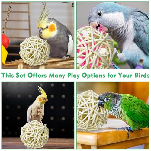 Tfwadmx 10 Pcs Willow Ball, Bird Foraging Toys Natural Bird Toys Chew Small Animal Chew Toy Activity for Parrot Macaw Hamster Guinea Pig Rat Parakeet Cockatiels Conure Finch Budgerigar Lovebird - size: 1.9 In