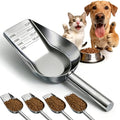 Dog Food Scoop Stainless Steel with Long Handle, Precise Measuring Cups | 1, 3/4, 1/2, 1/4 Cup, Pet Scoop for Dogs, Cats, Rabbits, Animals, Metal Spoon for Dog Food Storage (1CUP) - size: 1CUP