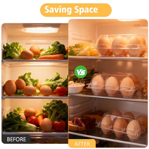 24 Packs Egg Cartons 2x3 Plastic Egg Carton Cheap Bulk Reusable Egg Carton | Egg Tray for 6 Eggs, Plastic Clear Egg Carton - size: Holds 6 eggs-24Pack