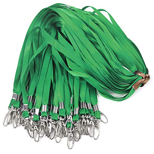 Lanyards 100Pcs Bulk Lanyard for Id Badges,Badge Lanyards Swivel Hooks Clips Great for Name Tags Badge - color: Green